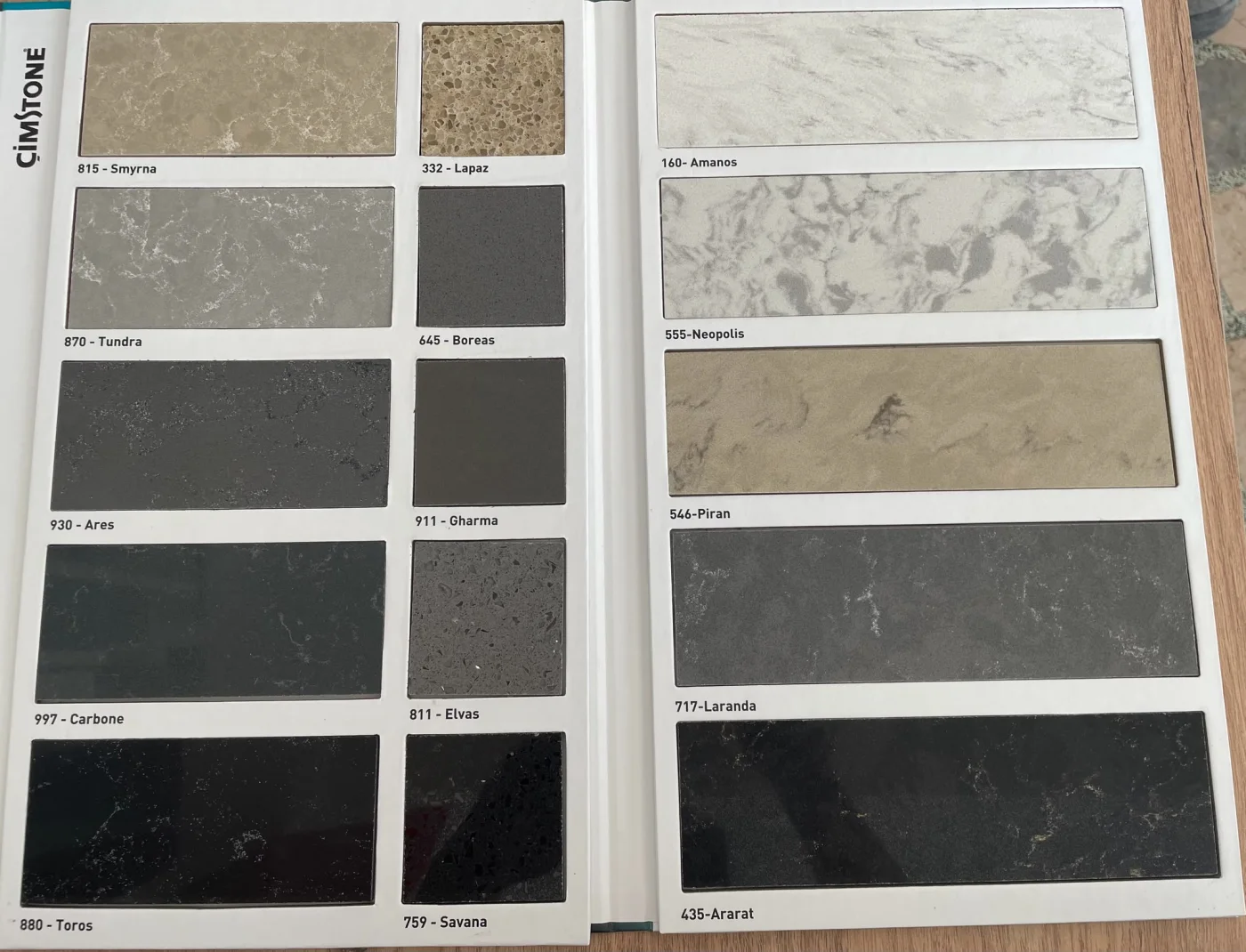 Çimstone taş renk kataloğu sayfası